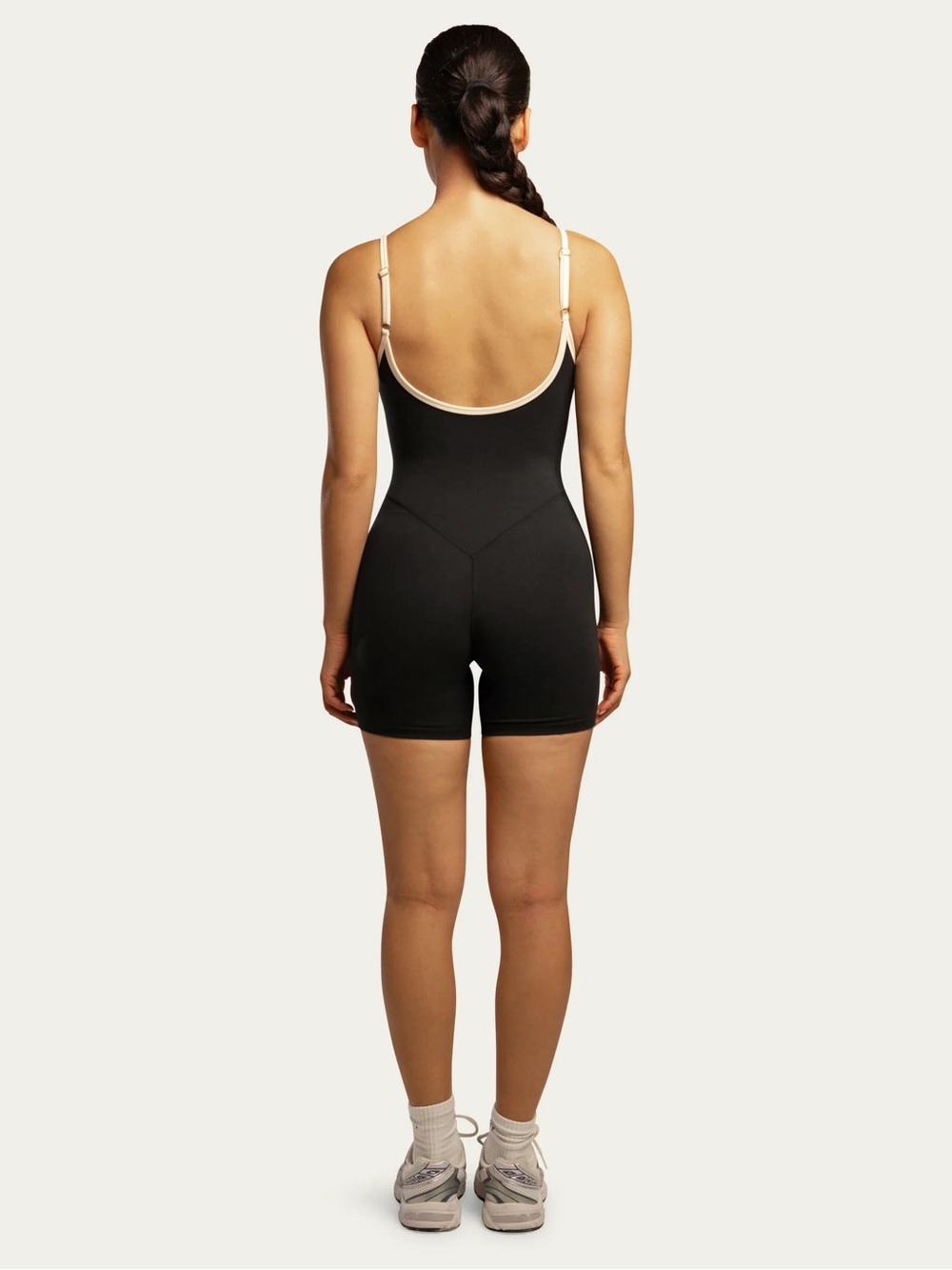 437 The Shorts Onesie in Black & Cream - Picture 4 of 5